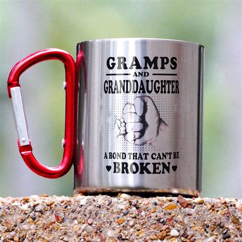 Hapfox Stainless Steel Mug With Carabiner Handle Gramps Grandpa T