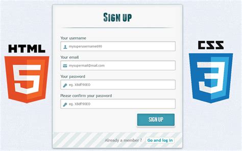 Free Css Templates For Registration Form Printable Form Templates