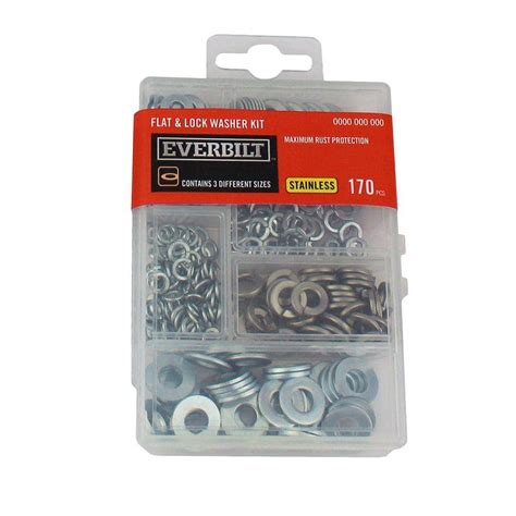 Everbilt Stainless Steel Flat And Lock Washer Kit 170 Piece 803274