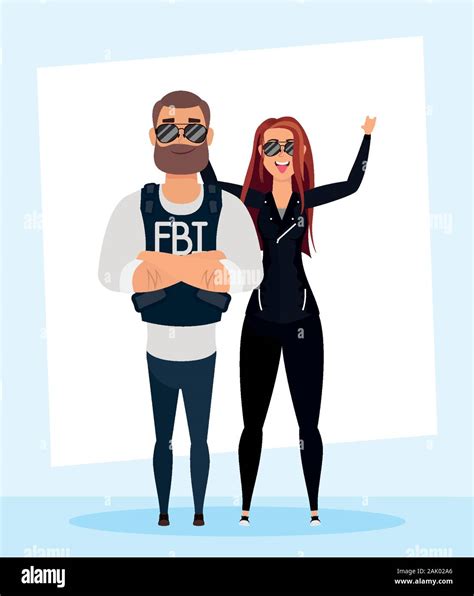 Young Man Fbi Agent With Rude Woman Characters Stock Vector Image And Art Alamy