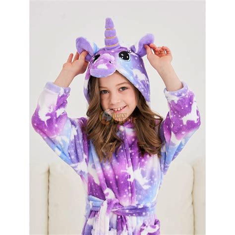 Unicorn Ts For Girls Unicorn Robe Hooded Purple Print