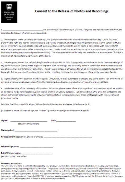 Uvic Waiver And Consent Form Download Scientific Diagram