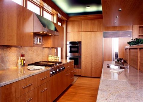Bookmatched Cherry Veneer Modern Contemporary Kitchen North Country