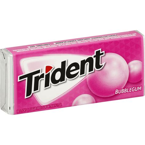 Trident Gum Sugar Free Bubblegum Chewing Gum Sun Fresh