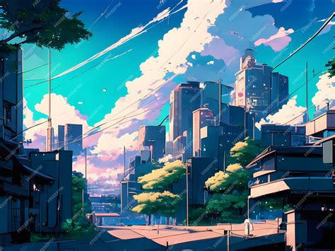 Premium Ai Image Anime Cityscape
