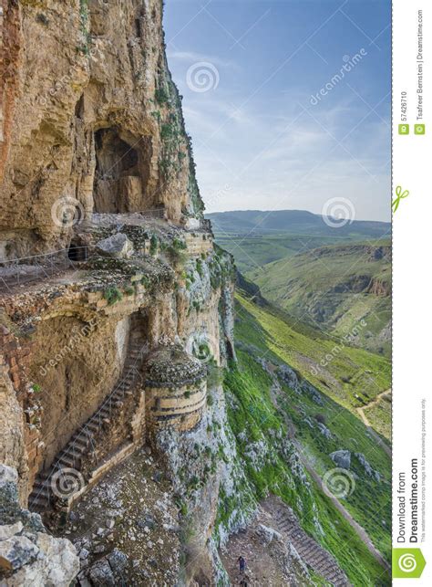 Mount Arbel Cliff Cave Fortress Stock Photo Image Of Agricultural