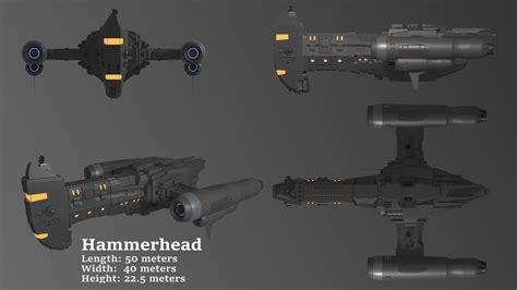 Artstation Hammerhead Corvette 3d Spaceship Game Model Resources