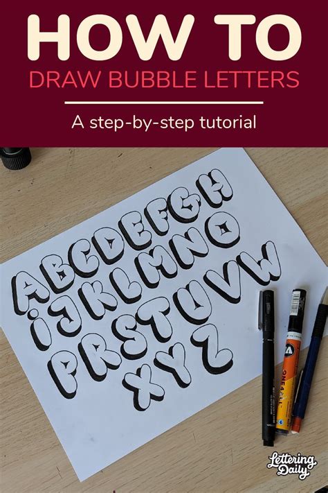 How To Draw Bubble Letters Step By Step Tutorial 2020 Lettering Daily Hand Lettering