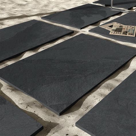 Brazilian Black Slate Porcelain Paving Slabs 900x600 Stone Paving Direct