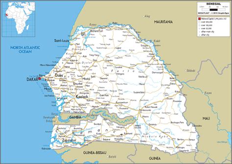 Senegal Road Wall Map By Graphiogre Mapsales