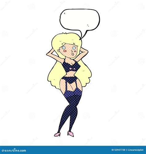 Cartoon Woman In Lingerie With Speech Bubble Stock Illustration