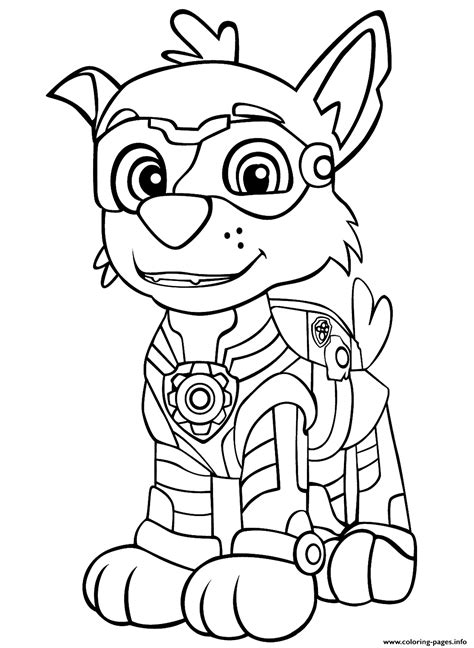 Paw Patrol Mighty Pups Rockys Coloring Page Printable