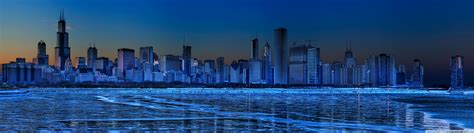 Chicago Skyline Dual Monitor Wallpaper Pixelzcc