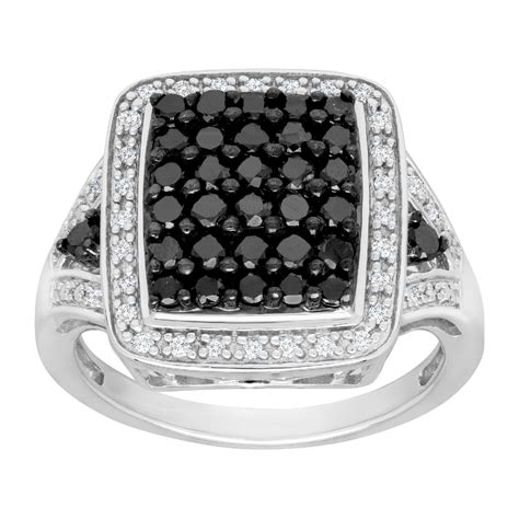 1 Ct Black And White Diamond Ring Sterling Silver Black White Diamond