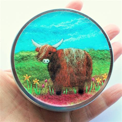 Highland Cow Tin Small Round Notions Box With Scottish Coo Etsy Australia