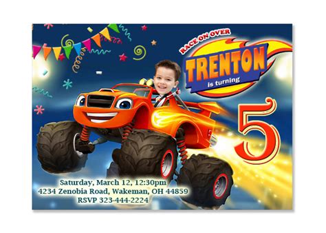 Select either an electronic file (print yourself at any photoshop) or printed invitations. Blaze and the Monster Machines by DigitalPhotoInvitations ...