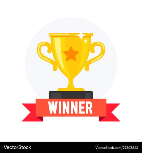 First Prize Golden Trophy With Winner Banner Vector Image