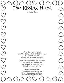 Free Kissing Hand Poem Printable Printable Templates