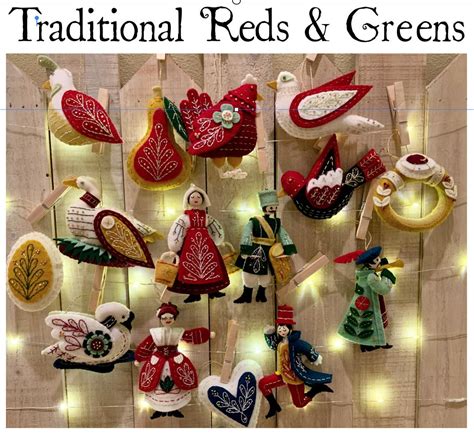 12 Days Of Christmas Ornaments Handmade Felt And Beaded Etsy 12