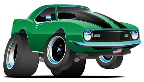 Classic Sixties Style American Muscle Car Cartoon Vector Illustration