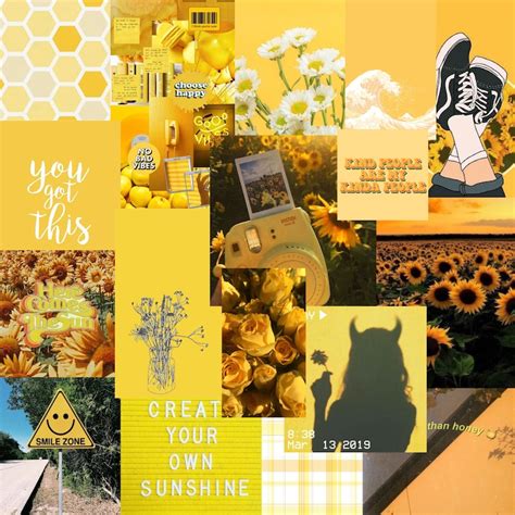 Happy Yellow Vsco Digital Wall Collage 40pcs Etsy