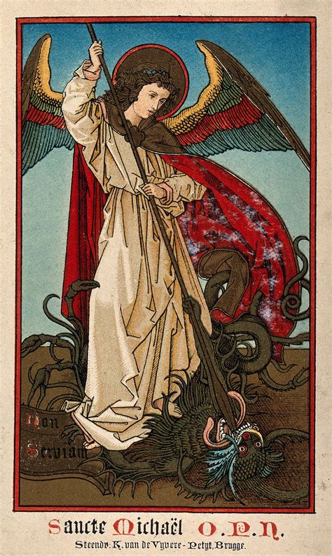 Saint Michaël The Archangel Colour Lithograph Wellcome Collection