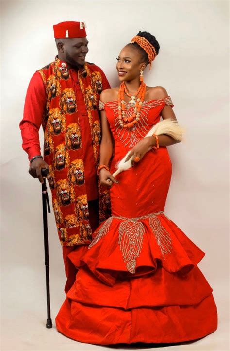 African Igbo Traditional Wedding Couples Outfits Isi Agu Wedding Outfit