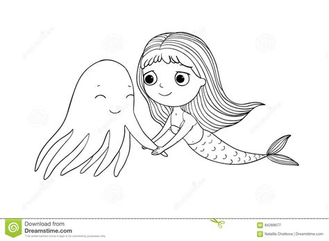 Disegni difficilissimi disegni hipster schizzo di ragazza e. Sirena E Polipo Svegli Del Fumetto Sirena Tema Del Mare ...