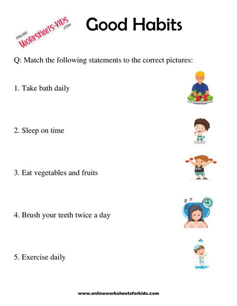 Good Habits Vs Bad Habits Worksheet For Grade 1 10