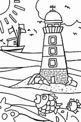 Lighthouses Beach Coloring sketch template