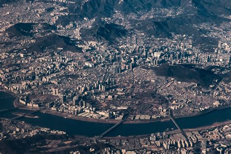 Aerial Photo Of Downtown Seoul Surrounded By Mountains 2400x1600 R