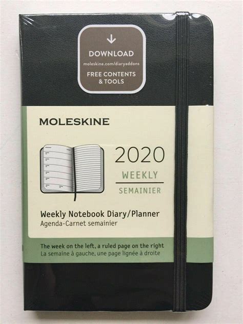 black soft back pocket moleskine 12 month weekly notebook diary planner 2020 big brands big