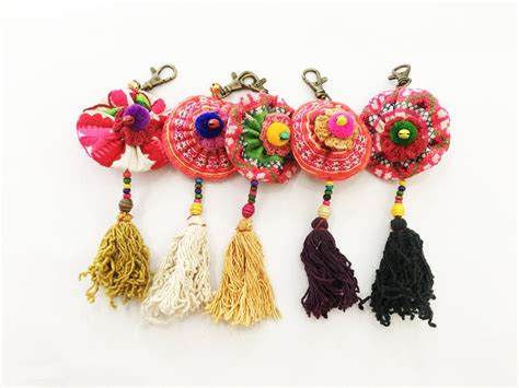 hmong-embroidered-key-chain-with-threads-gift-handmade-thailand-kr41-mix-etsy-earrings,-etsy