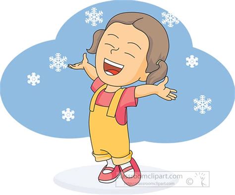 Weather Clipart Girl Laughing In Snowfall In Winter Classroom Clipart