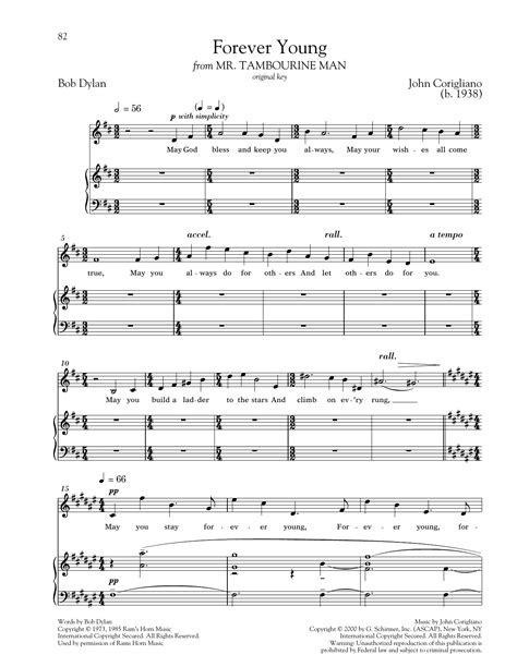 Forever Young Sheet Music John Corigliano Piano And Vocal