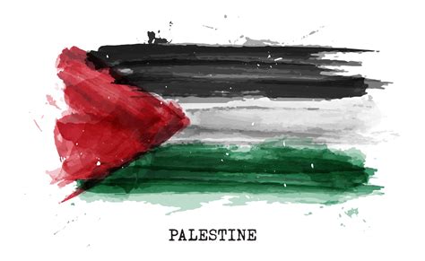 Realistic Watercolor Painting Flag Of Palestine Vector 2724301
