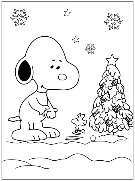 Snoopy And Christmas Tree Coloring Page Free Printable Coloring Pages