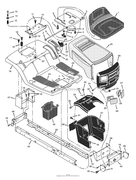 Murray 40508x92e Lawn Tractor 2002 Parts Diagram For Chassis And Hood