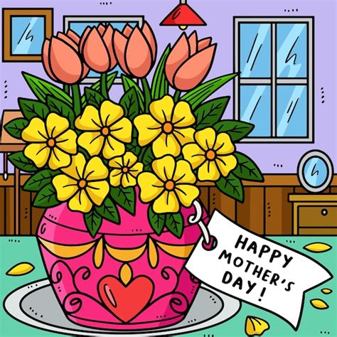 Premium Vector Mothers Day Flowers And Greeting Card Colored