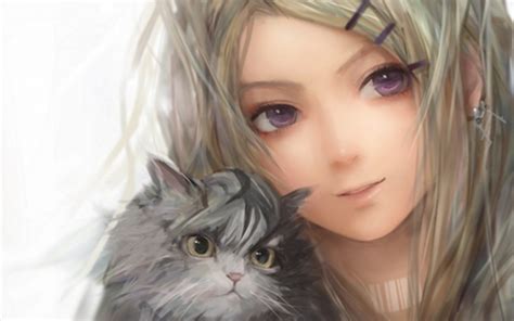 1680x1050 Px And Anime Cat Face Fantasy Girl Kitten High