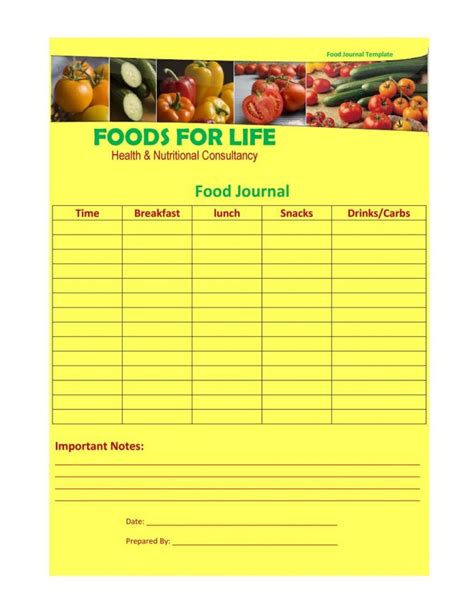 40 Plantillas Simples De Diarios De Alimentos Y Ejemplos De Registros