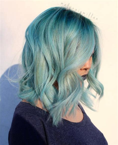 Light Blue Lob Aqua Hair Color Bright Blue Hair Brown Ombre Hair