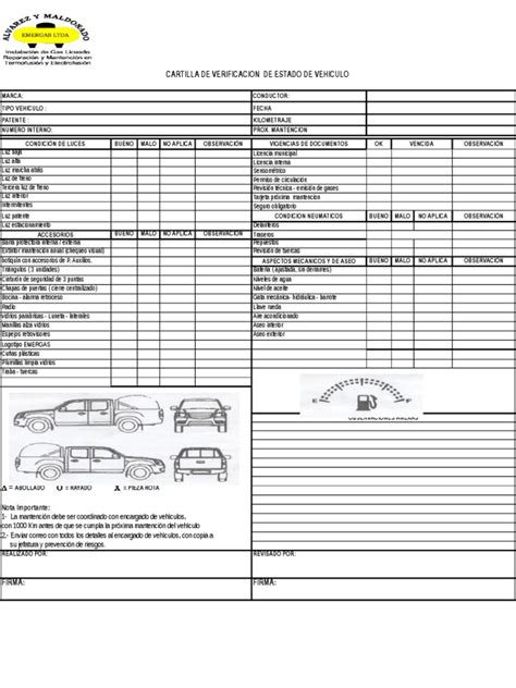 205116234 Check List Camioneta Tecnologías Automotrices Automóviles