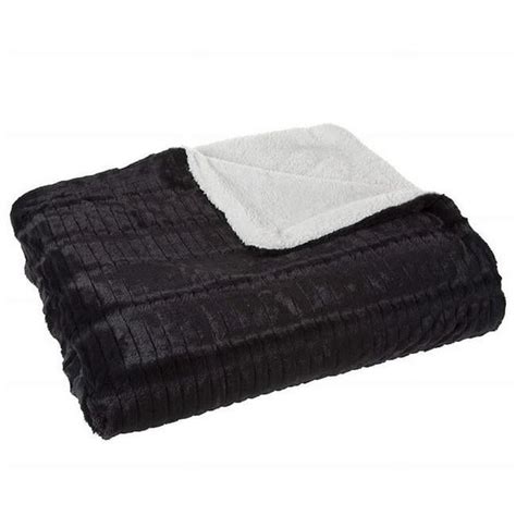Bedford Home 61a 01138 Fleece And Sherpa Blanket Twin Size Smoky Black