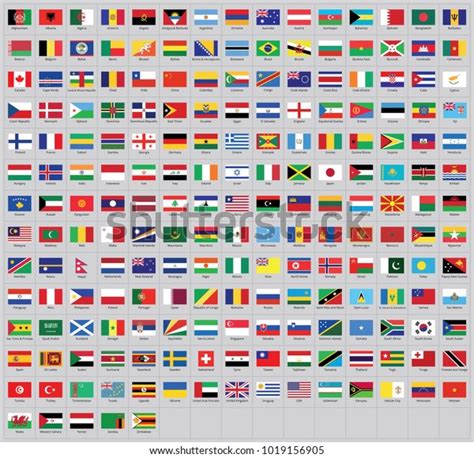 Hakuun All National Flags World Names High Liittyvä Vektorikuva