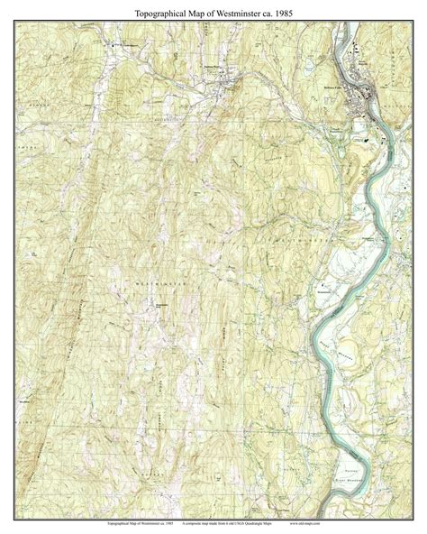 Westminster 1985 Custom Usgs Old Topo Map Vermont Old Maps