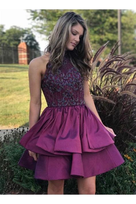 Cute Purple Short Prom Dress Homecoming Dress A0159 Homecoming