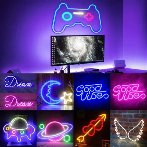 Game Neon Sign Led Wall Light Ufo Night Light Hanging Sign Room Decor