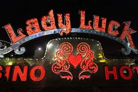Neon Museums Lady Luck Sign Illuminated As Part Of Brilliant Light