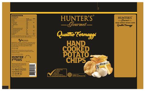 Hunters Gourmet Hand Cooked Potato Chips Quattro Formaggi G099149